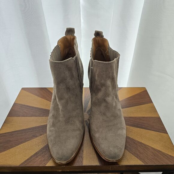 Nine West Mayley Block Heels Ankle Chelsea Boots Sz 8.5 Womens Stone Gray Taupe - Picture 3 of 16